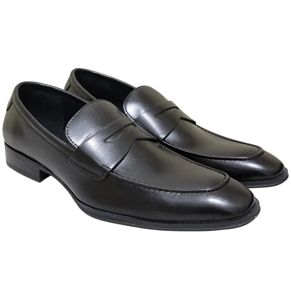 Alfani Men Penny PU Slip On Penny Loafers Size US 8.5M Black Faux Leather